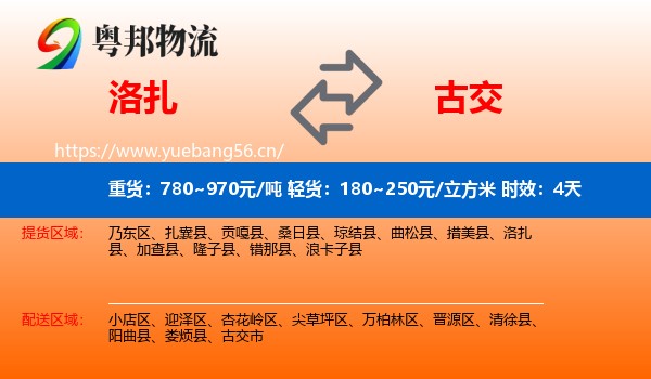 洛扎到古交市物流专线名片