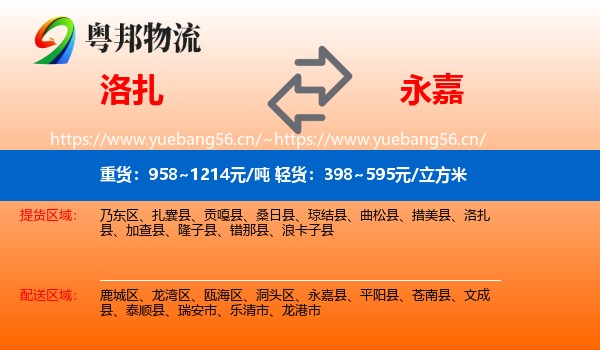 洛扎到永嘉县物流