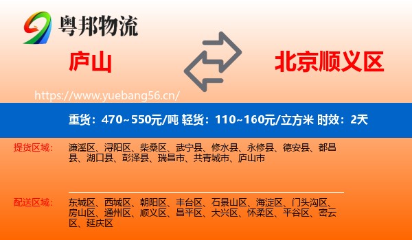 庐山到顺义区物流专线名片