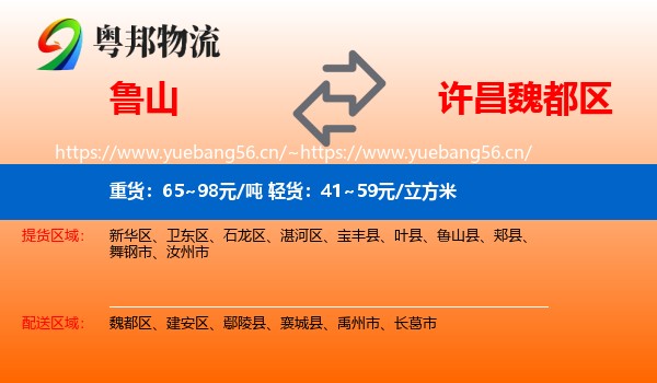 鲁山到魏都区物流