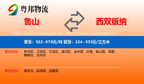 鲁山到西双版纳物流