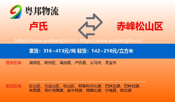卢氏到松山区物流