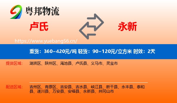 卢氏到永新县物流专线名片