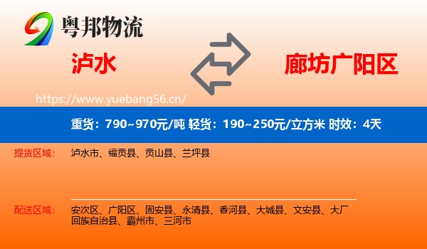 泸水到广阳区物流 泸水到广阳区物流专线名片