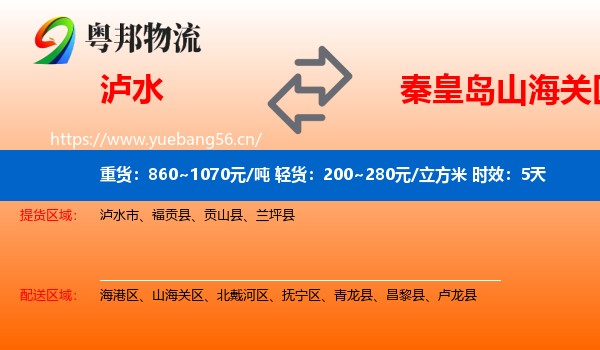 泸水到山海关区物流专线名片