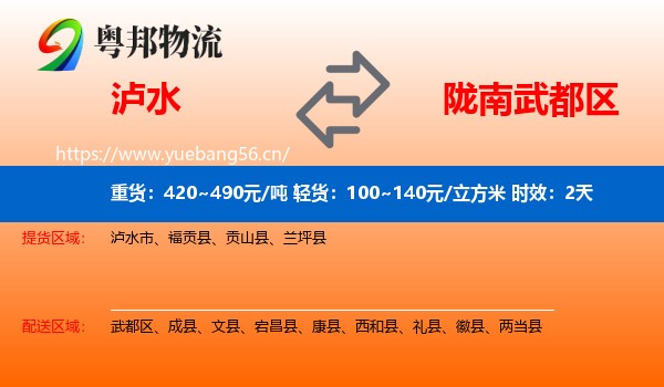 泸水到武都区物流 泸水到武都区物流专线名片