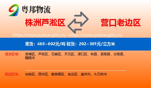 株洲芦淞区到老边区物流