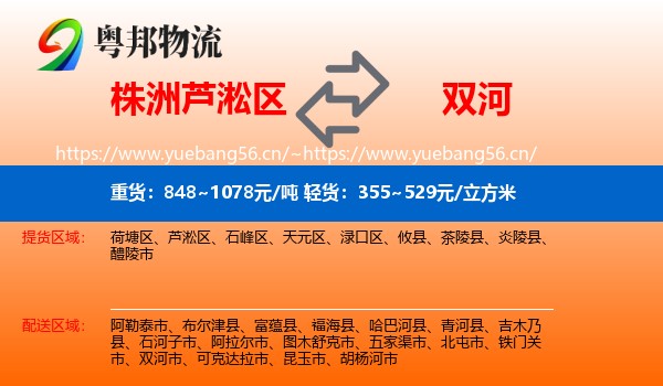 株洲芦淞区到双河市物流