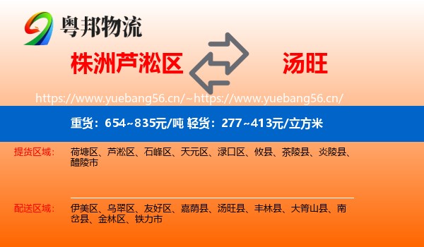 株洲芦淞区到汤旺县物流