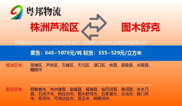 株洲芦淞区到图木舒克市物流