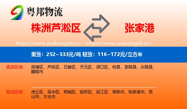 株洲芦淞区到张家港市物流