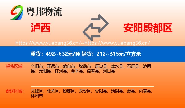 泸西到殷都区物流
