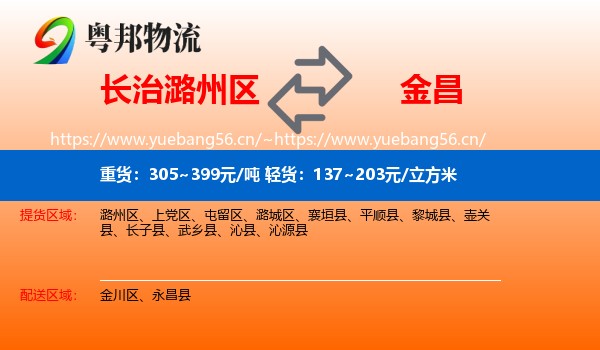 长治潞州区到金昌物流