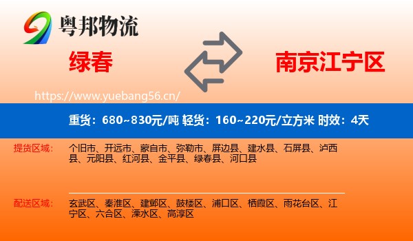 绿春到江宁区物流 绿春到江宁区物流专线名片