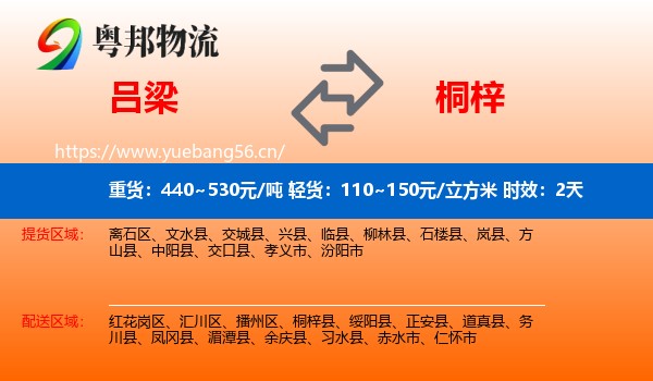 吕梁到桐梓县物流专线名片