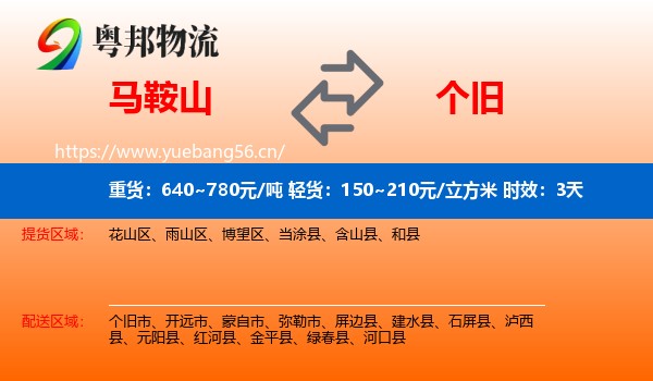 马鞍山到个旧市物流专线名片