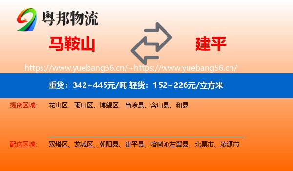 马鞍山到建平县物流专线