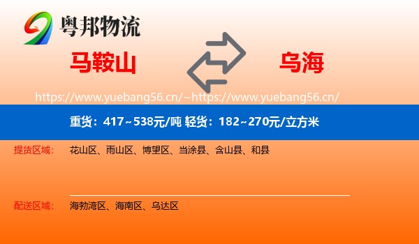 马鞍山到乌海物流专线
