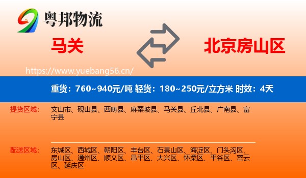 马关到房山区物流专线名片