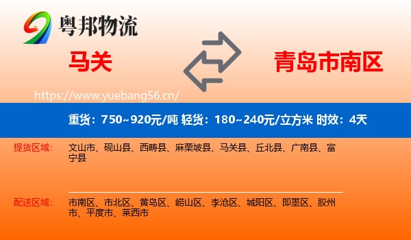 马关到市南区物流专线名片