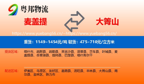 麦盖提到大箐山县物流