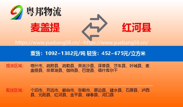 麦盖提到红河县物流