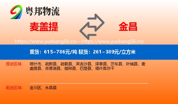 麦盖提到金昌物流