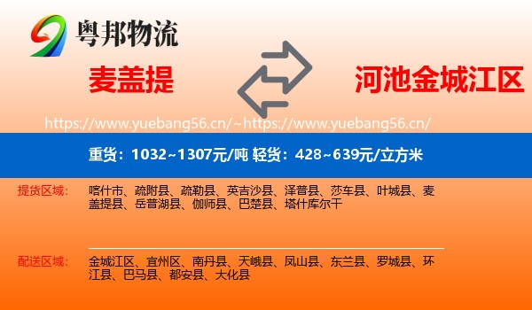 麦盖提到金城江区物流