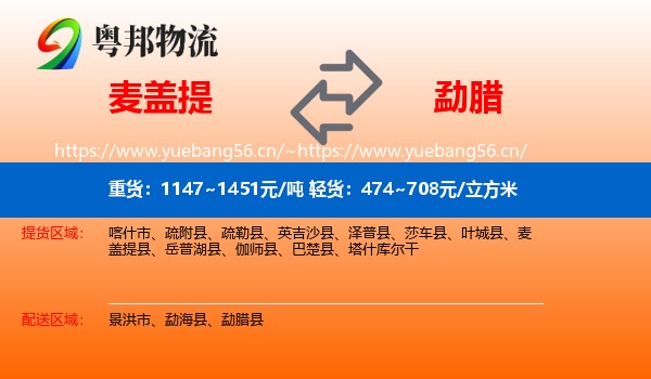 麦盖提到勐腊县物流