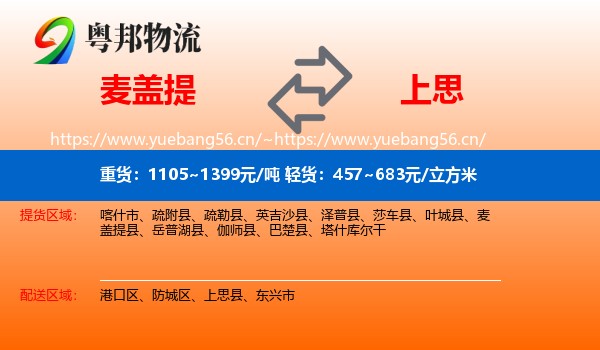 麦盖提到上思县物流