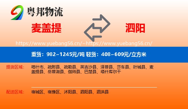 麦盖提到泗阳县物流