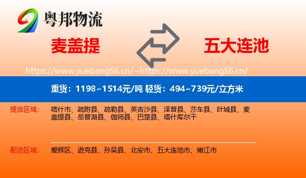 麦盖提到五大连池市物流