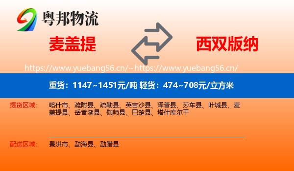 麦盖提到西双版纳物流