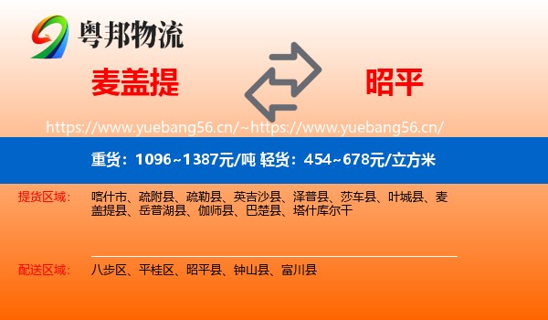 麦盖提到昭平县物流