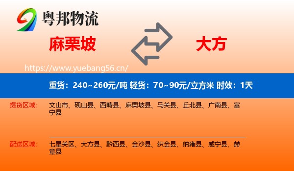 麻栗坡到大方县物流专线名片
