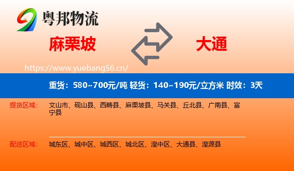 麻栗坡到大通县物流专线名片