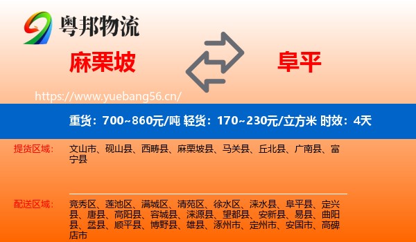 麻栗坡到阜平县物流专线名片