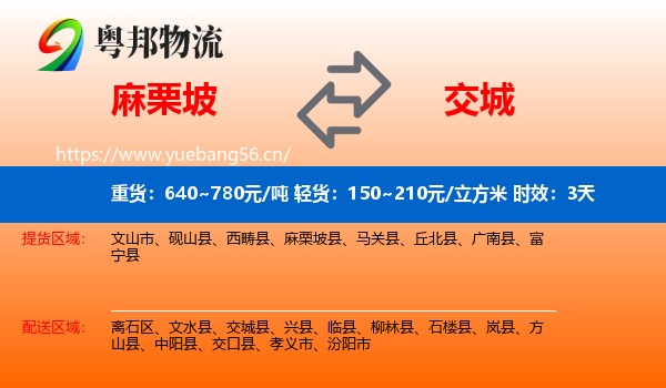 麻栗坡到交城县物流专线名片