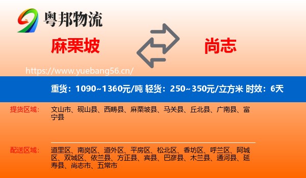麻栗坡到尚志市物流专线名片