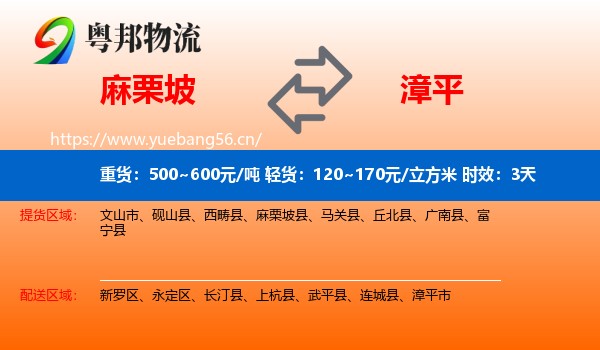 麻栗坡到漳平市物流专线名片