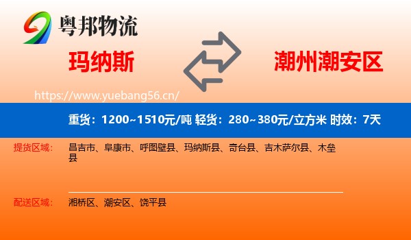 玛纳斯到潮安区物流专线名片