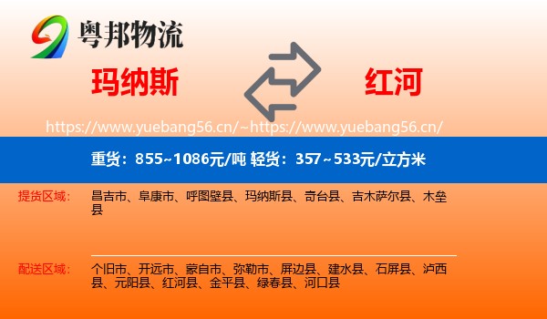 玛纳斯到红河物流