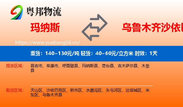 玛纳斯到沙依巴克区物流专线名片