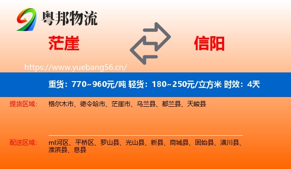 茫崖到信阳物流专线名片