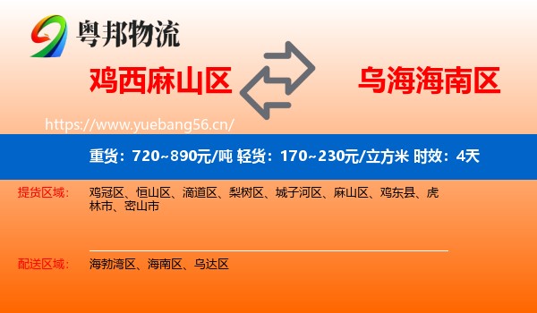 鸡西麻山区到海南区物流专线名片