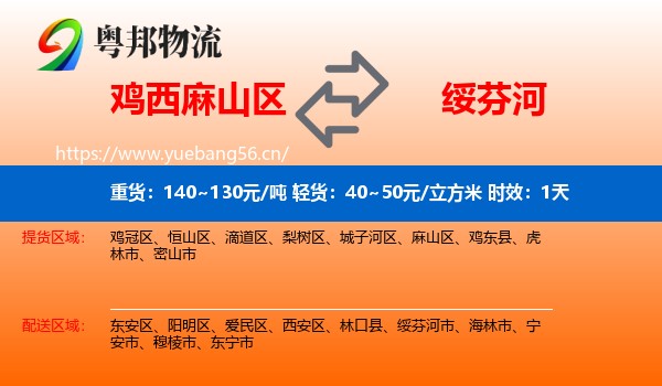 鸡西麻山区到绥芬河市物流专线名片
