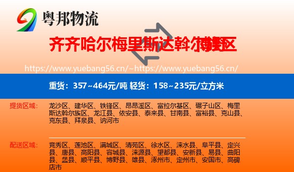 齐齐哈尔梅里斯达斡尔族区到博野县物流