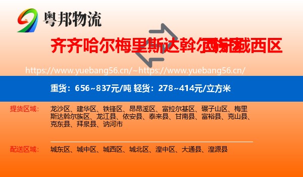 齐齐哈尔梅里斯达斡尔族区到城西区物流