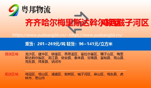 梅里斯达斡尔族区到城子河区物流专线
