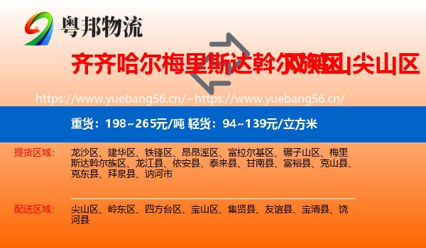 梅里斯达斡尔族区到尖山区物流专线